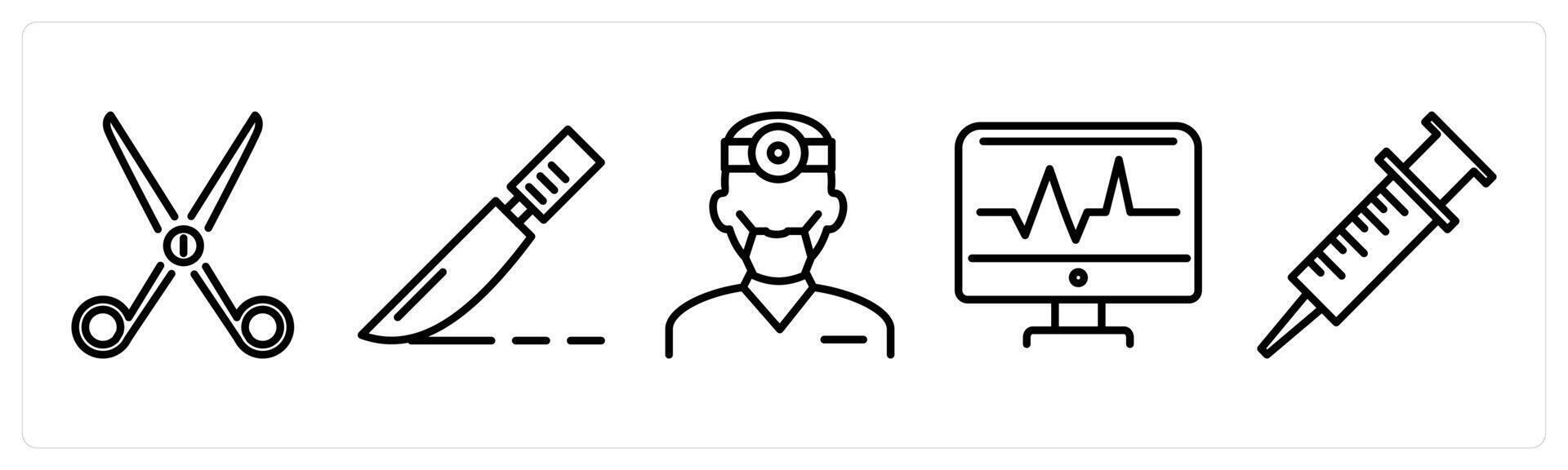 A set of icons depicting various medical equipment vector