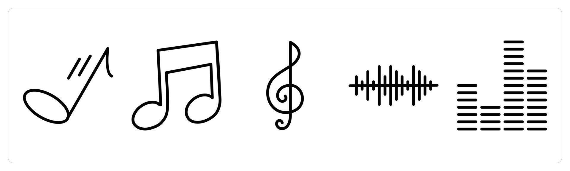 A set of 5 music icons as music, music note, music noise vector