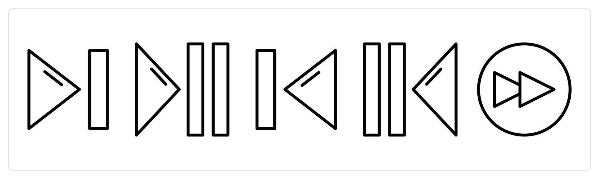 A set of 5 music icons as play next button, back play button vector