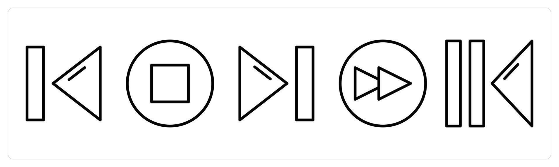 A set of 5 music icons as back play button, pause, play next button vector