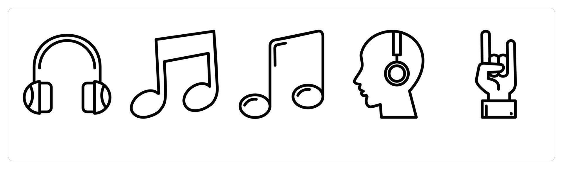 A set of 5 music icons as headphone, music note, music vector