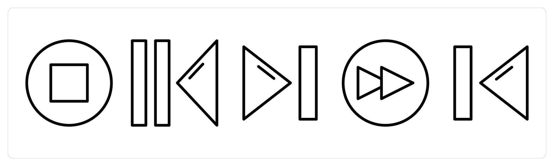 A set of 5 music icons as pause, back play button, play next button vector