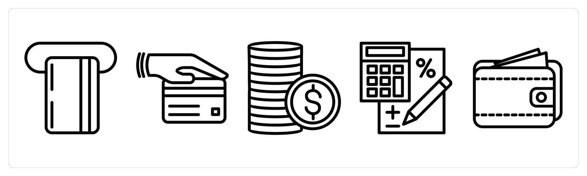 A set of 5 shopping icons as insert card, card payment, coins vector