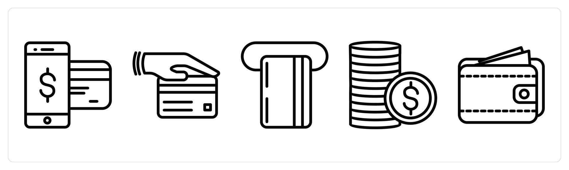 A set of 5 shopping icons as mobile payment, card payment, insert card vector