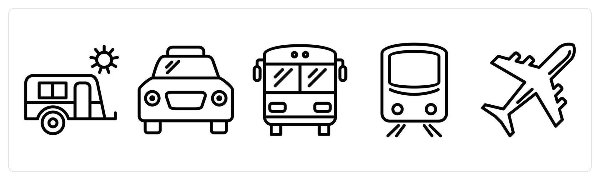 Transportation icons coloring pages vector