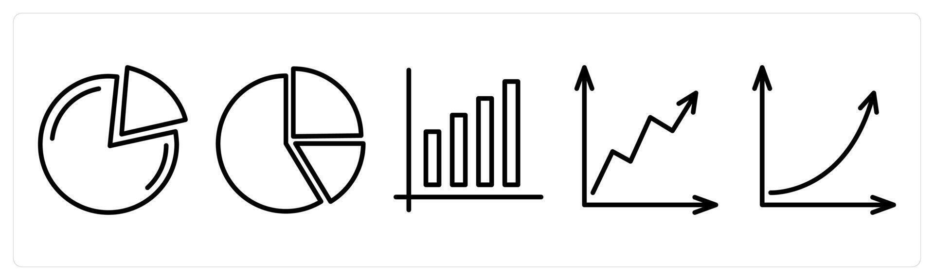 A set of 5 business icons as pie chart, bar graph, business growth vector