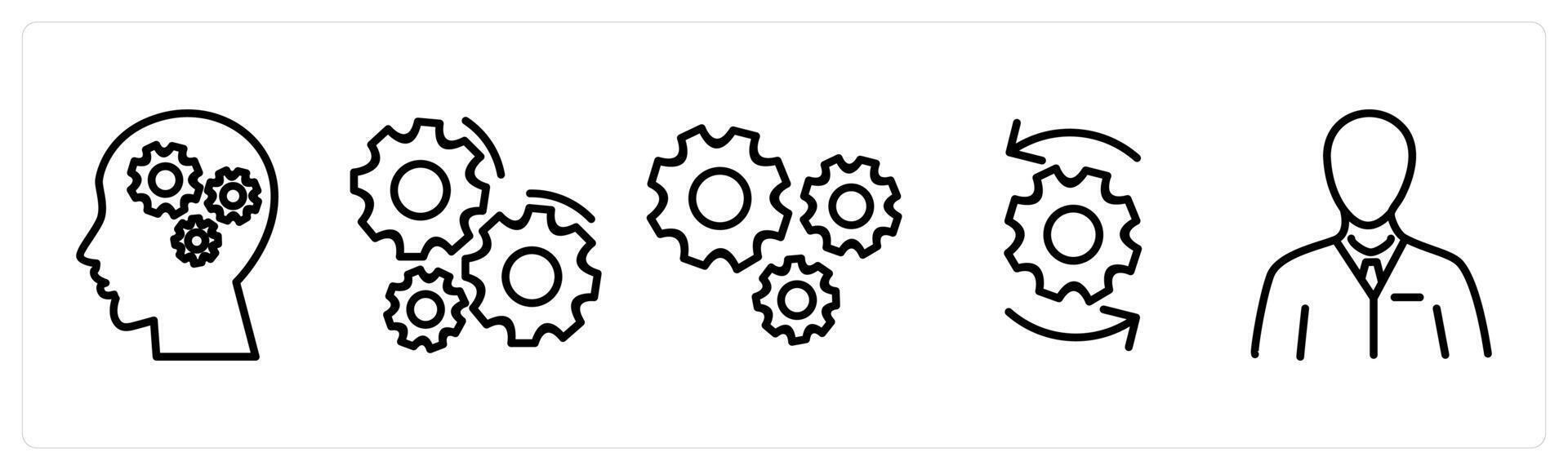 A set of 5 business icons as business management, configuration, settings vector