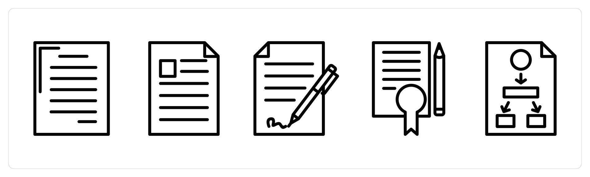 A set of 5 business icons as document, user profile, signed agreement vector