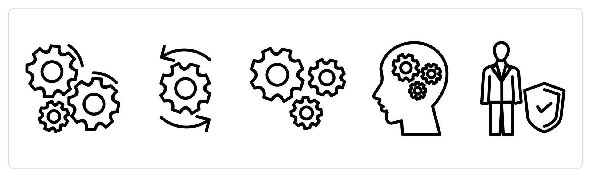 A set of 5 business icons as configuration, settings, business management vector