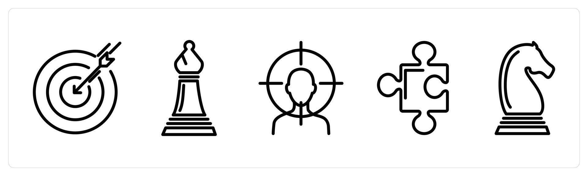 A set of 5 business icons as target, business strategy, customer focus vector