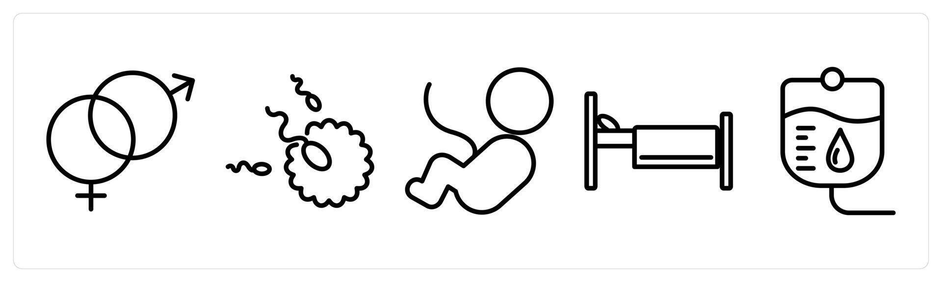A set of 5 medical icons as gender, sperm, new born vector