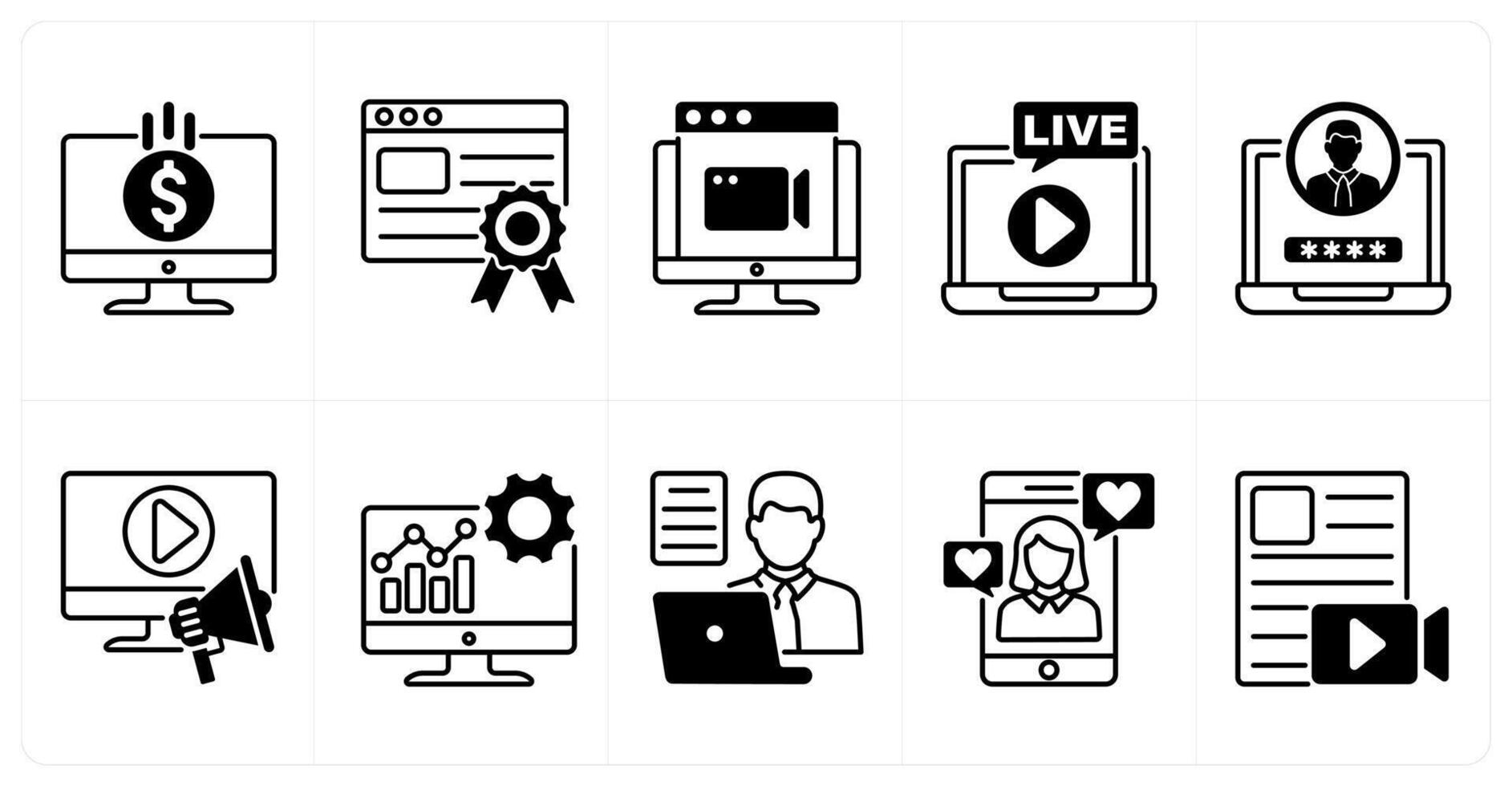 Set of of 10 influencer icons as monetization, page rank, website vector