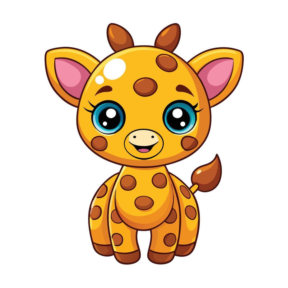 cute cartoon giraffe on a white background illustration vector