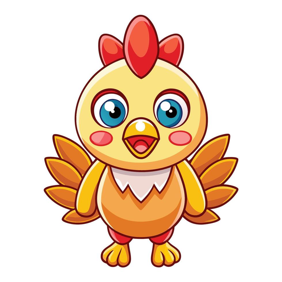 a cartoon chicken character with big eyes and a big beak vector
