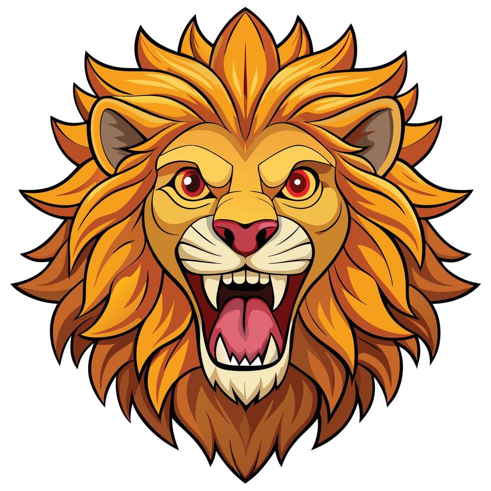 lion head white background illustration , vector
