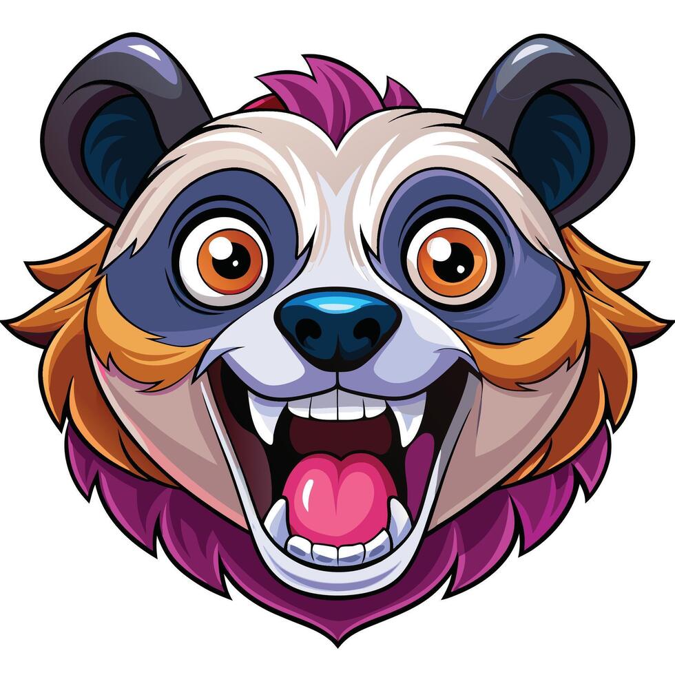 a cartoon panda head with its mouth open vector