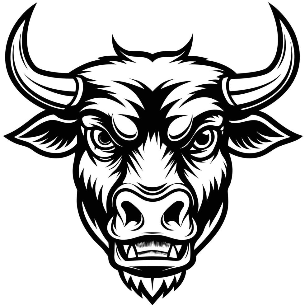 angry bull head with horns on a white background vector