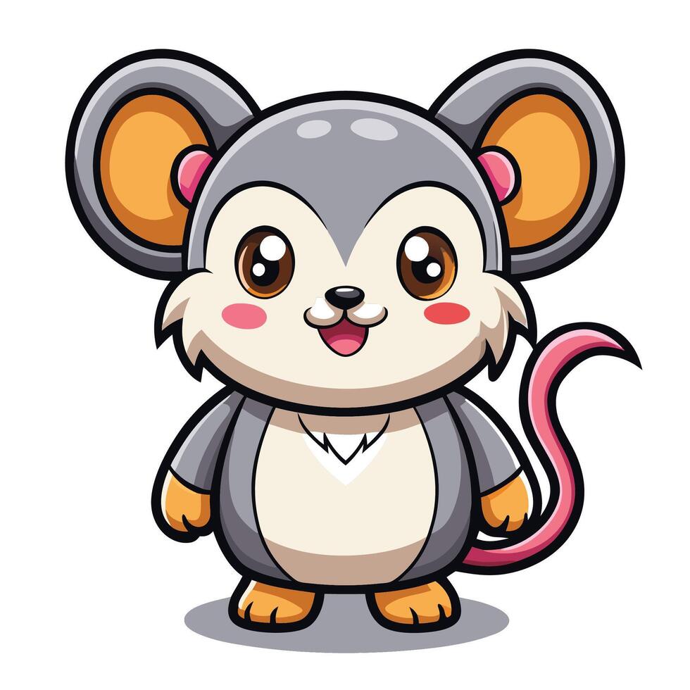 cartoon mouse with pink eyes and pink vector