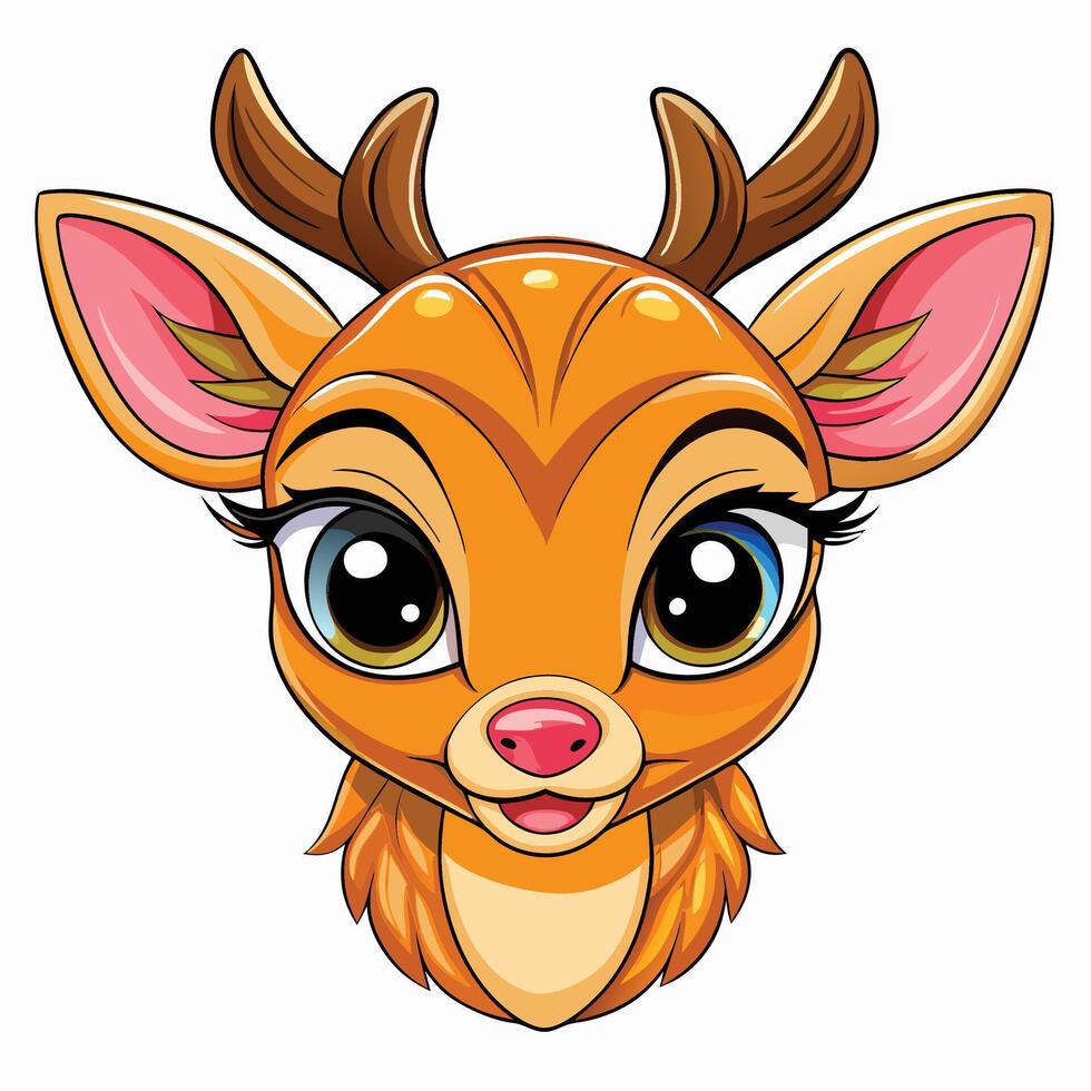 cute cartoon deer head with big eyes vector