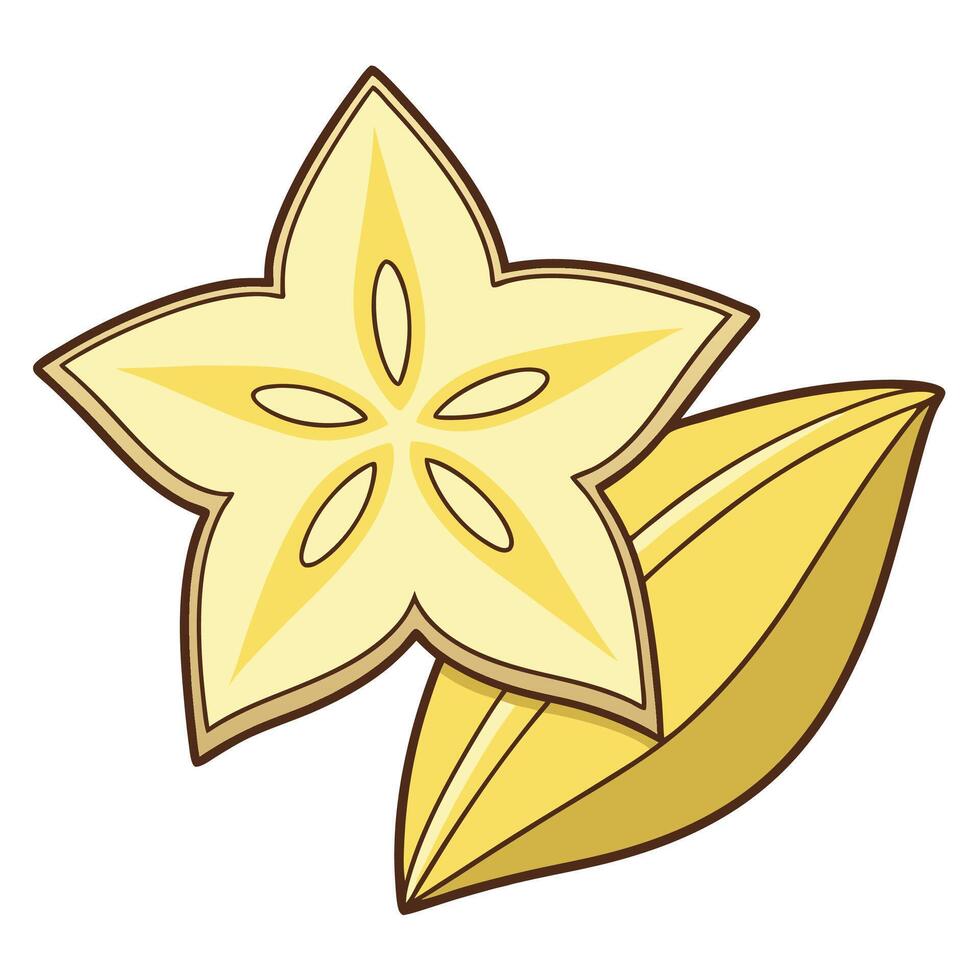 a star fruit and leaf icon on a white background vector