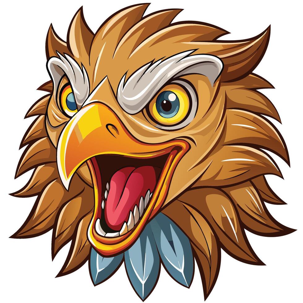 an eagle head with open mouth and beak vector