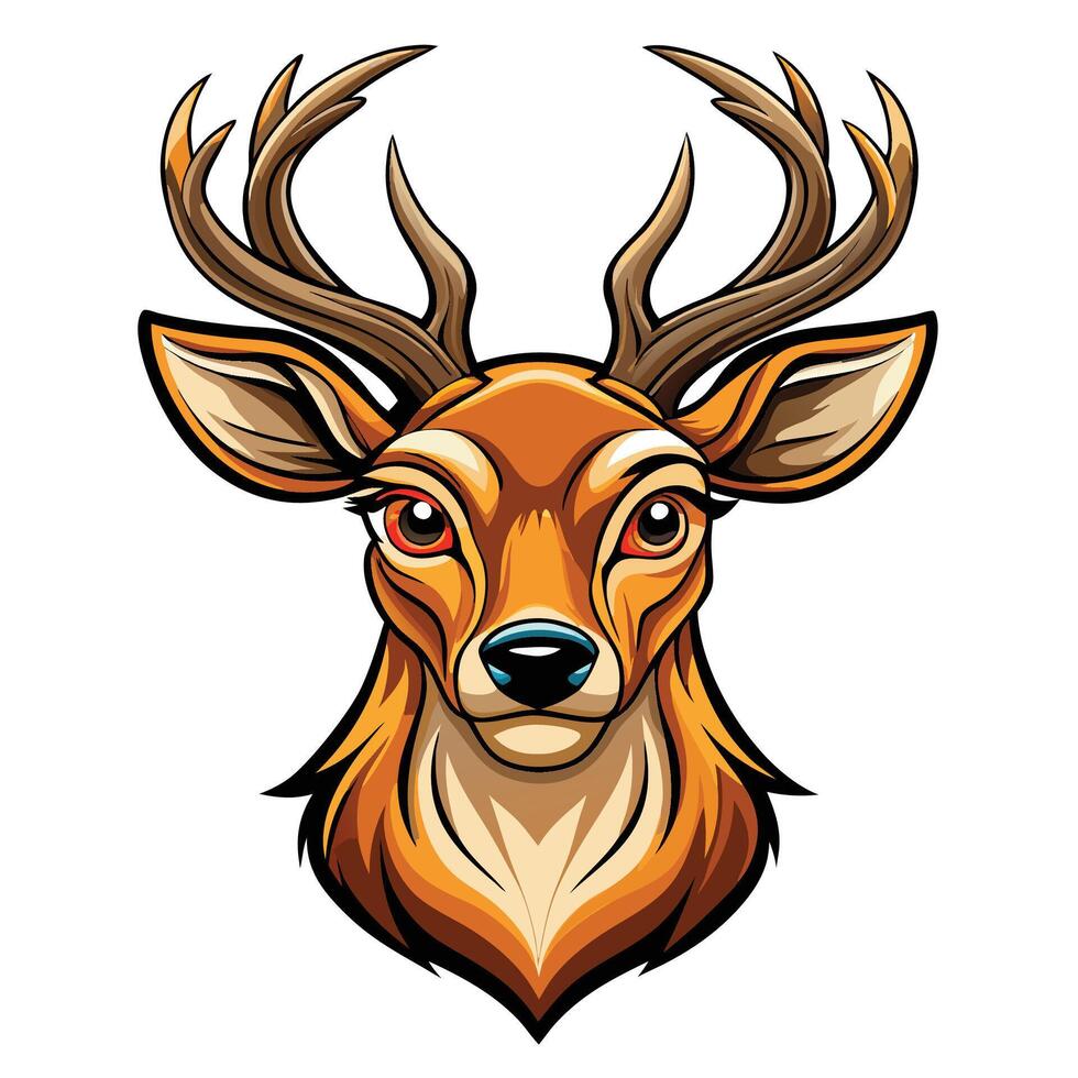 a deer head with horns on a white background vector