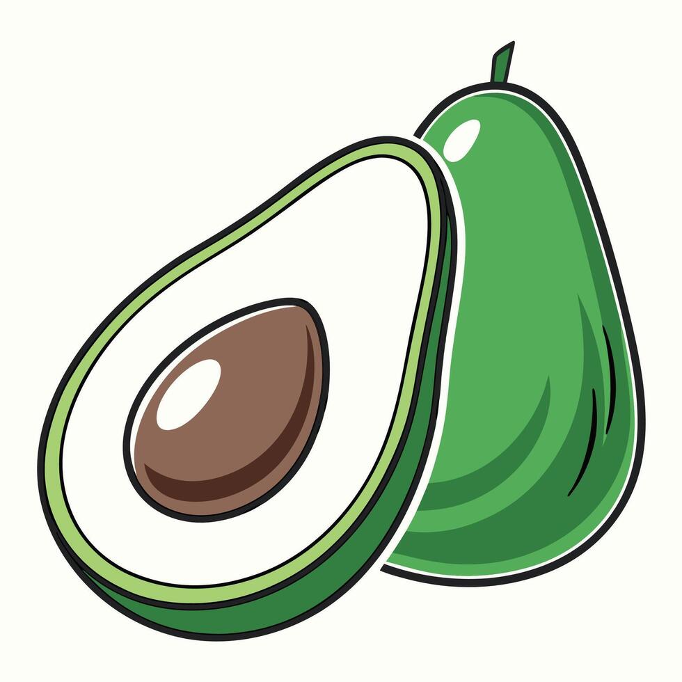 an avocado is shown in cartoon style vector