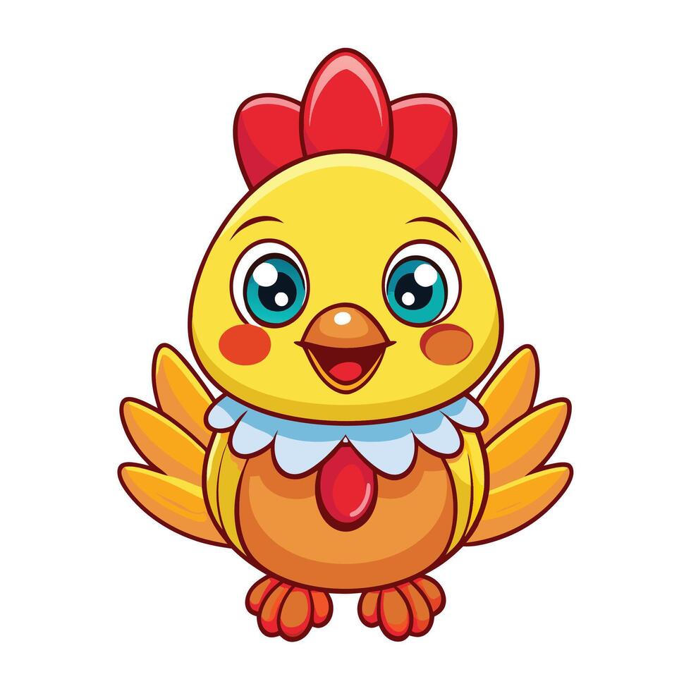 a cartoon chicken with a red bow on its head white background vector