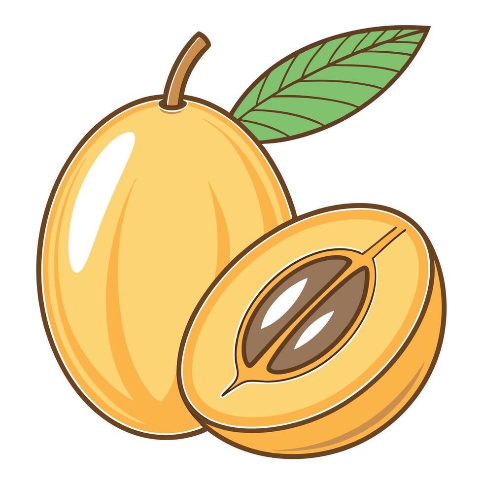 a yellow fruit with leaves and a half vector