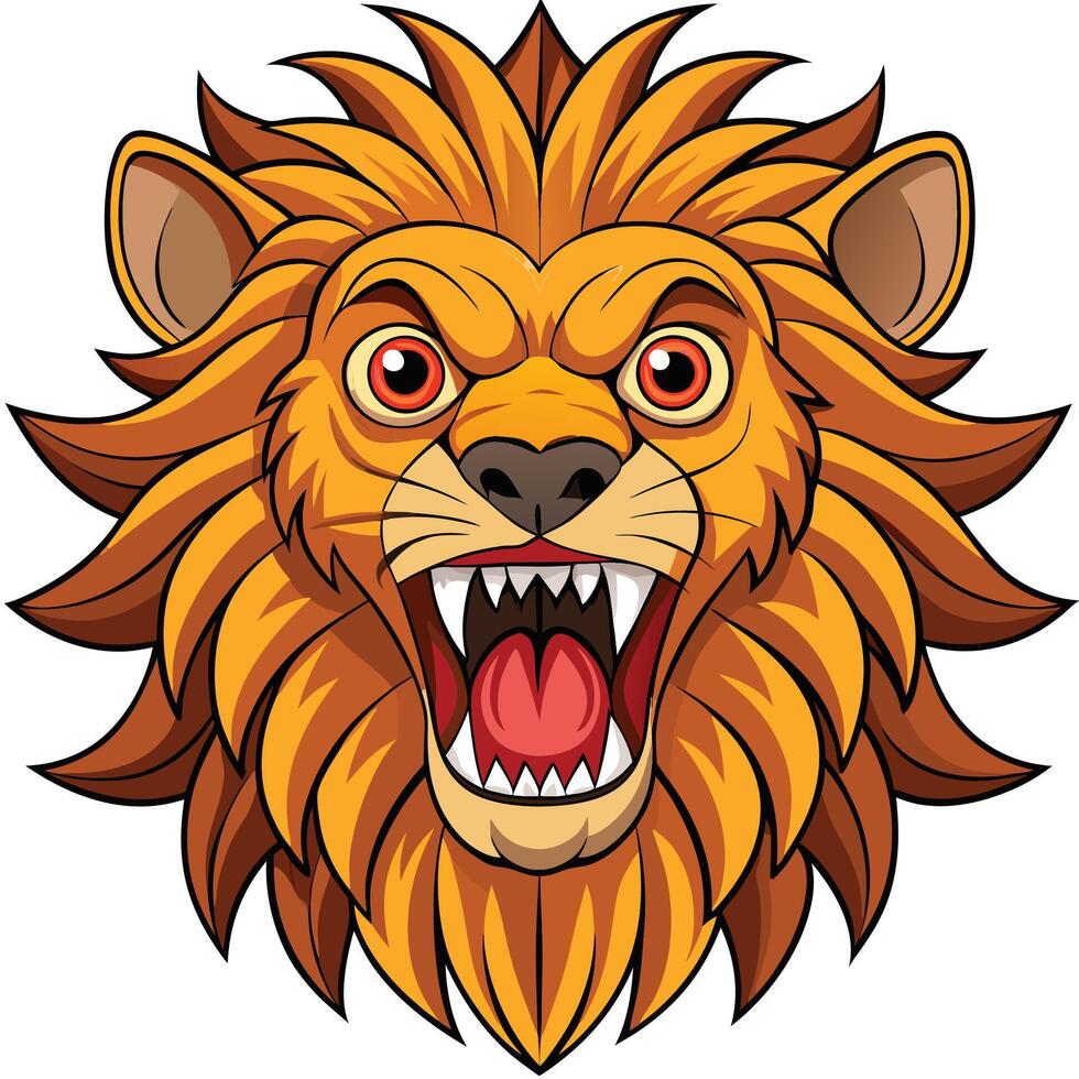 a cartoon lion head with open mouth vector