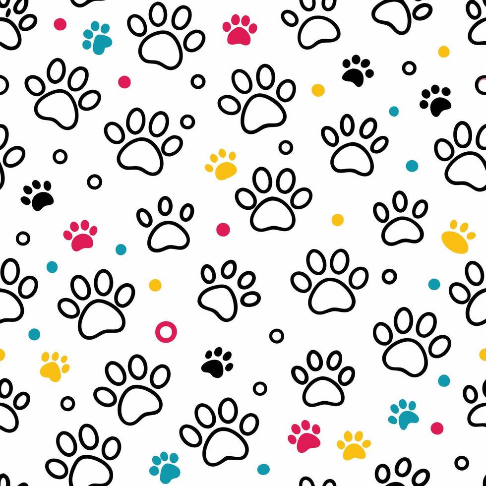 seamless pattern with dog paw , prints white background vector