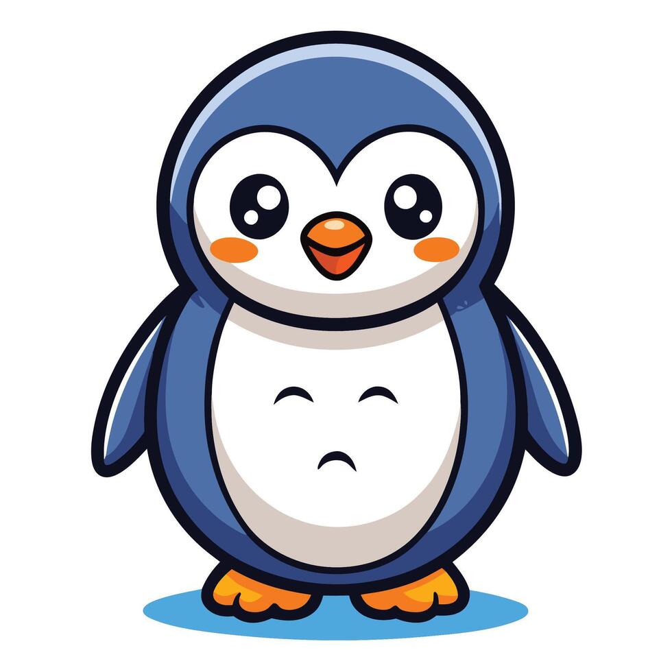 a cartoon penguin with a sad expression vector