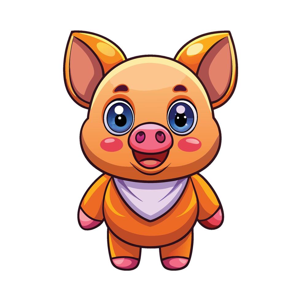 a cartoon pig with a bandana on its head vector