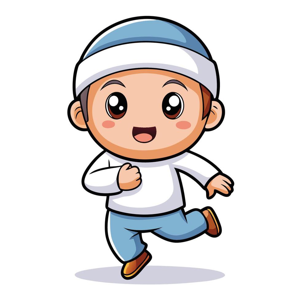 cartoon boy running white background, illustration vector