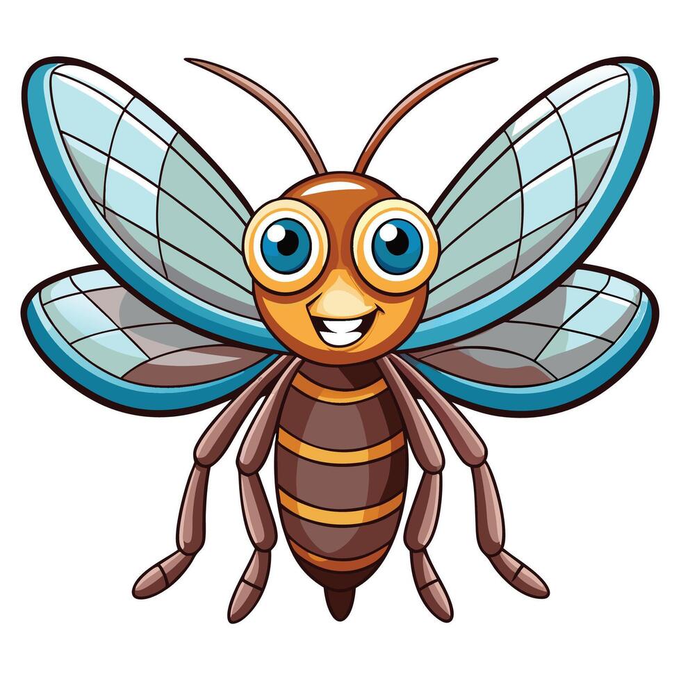 a cartoon insect with blue eyes and a big smile vector