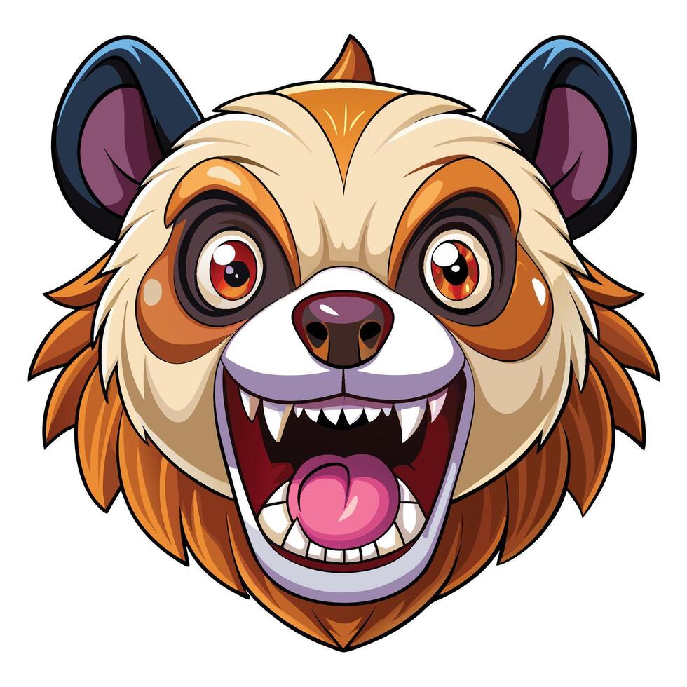 a cartoon panda bear head with open mouth vector