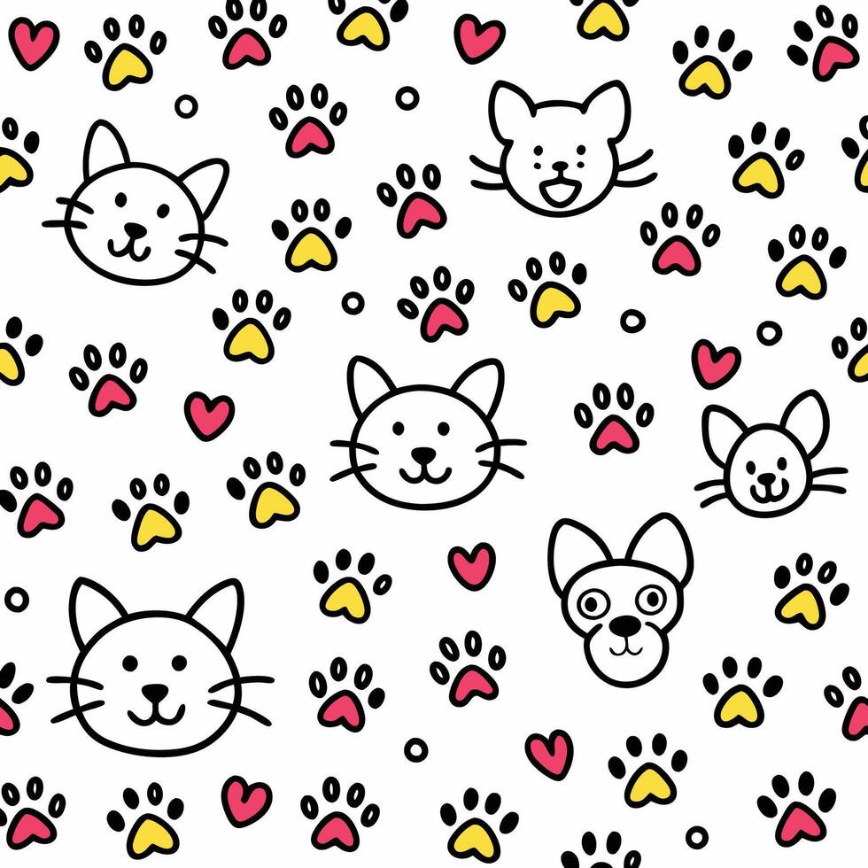 seamless pattern with cats and dogs vector