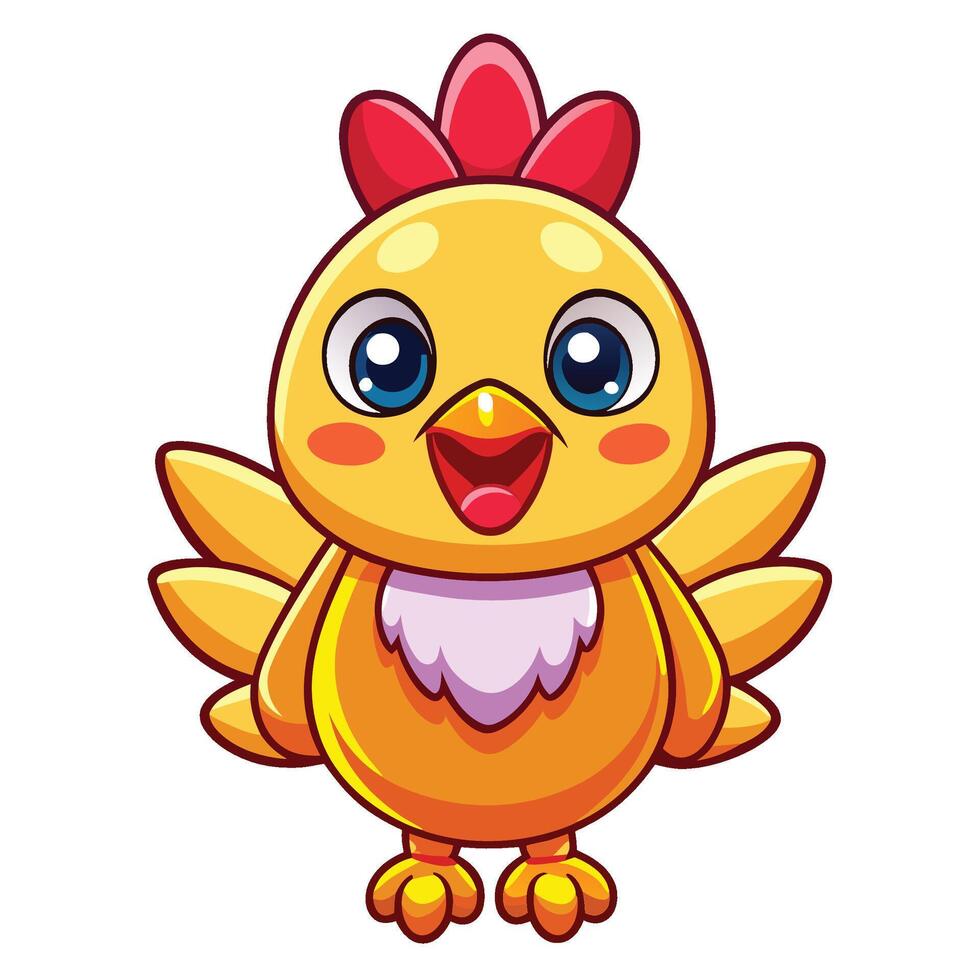 a cartoon chicken with a big smile white background vector