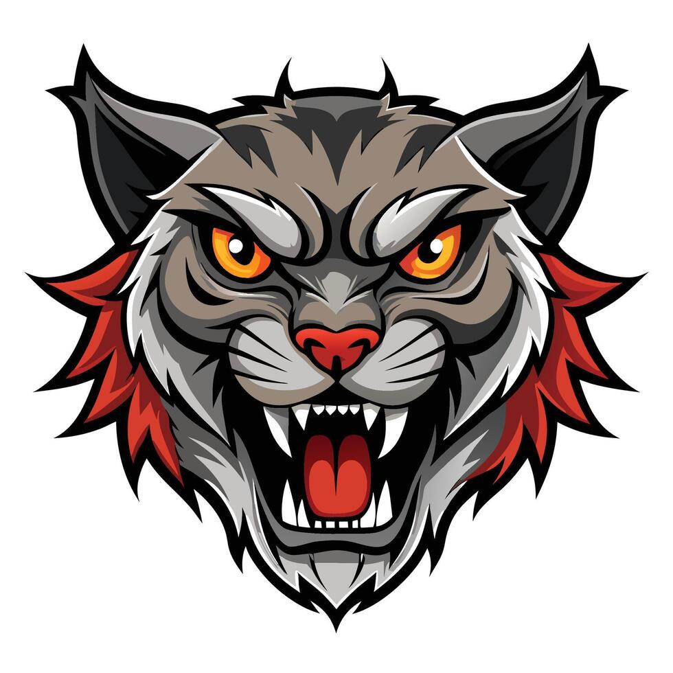 angry wolf head with eyes white background vector