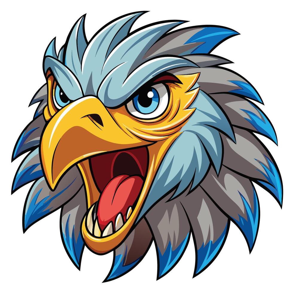 an angry eagle head white background vector