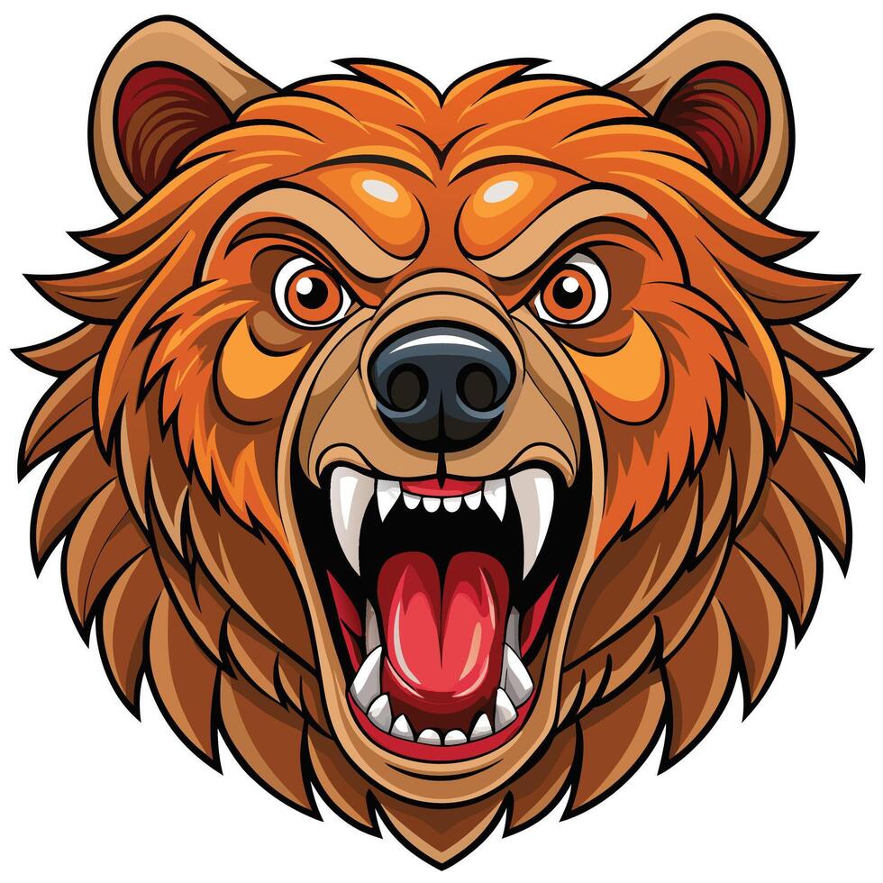 a cartoon bear head with its mouth open and teeth showing vector