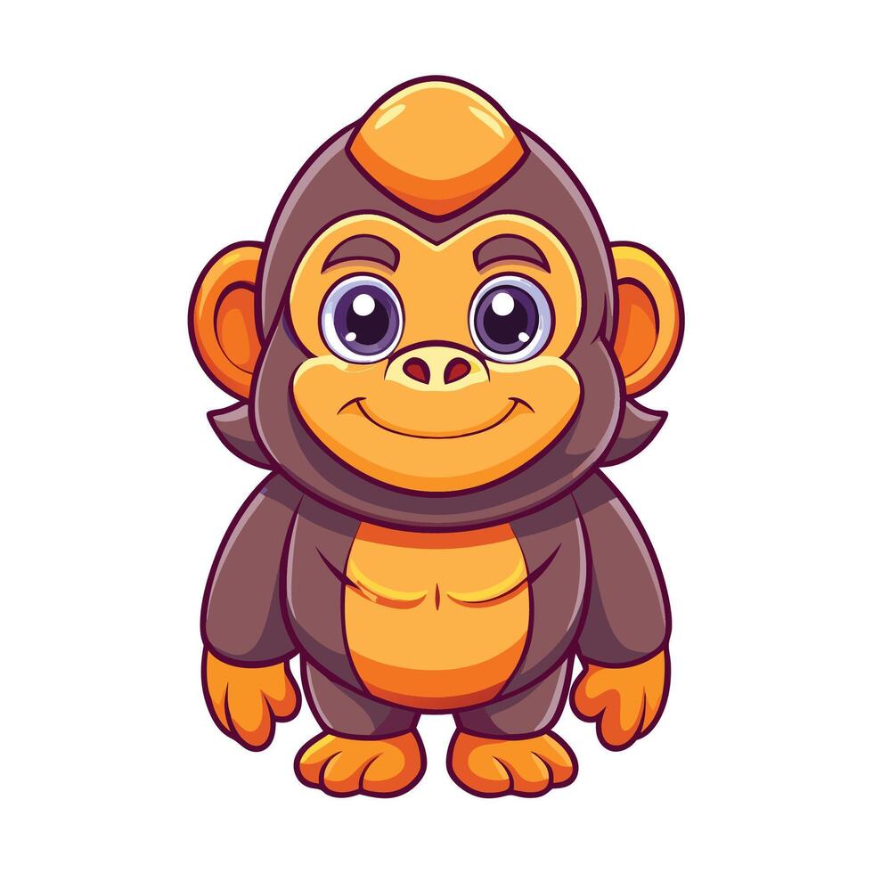 a cartoon monkey with a big smile white background, vector