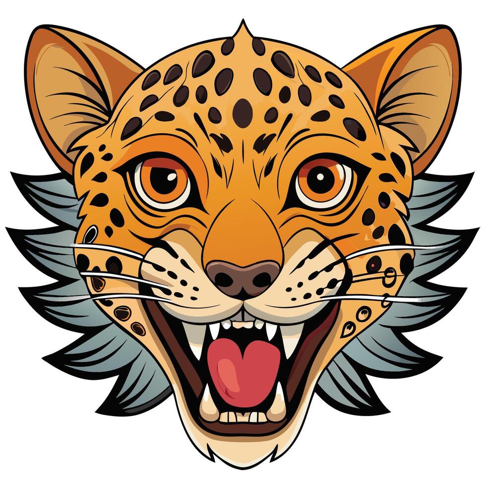 jaguar head with open mouth white background vector