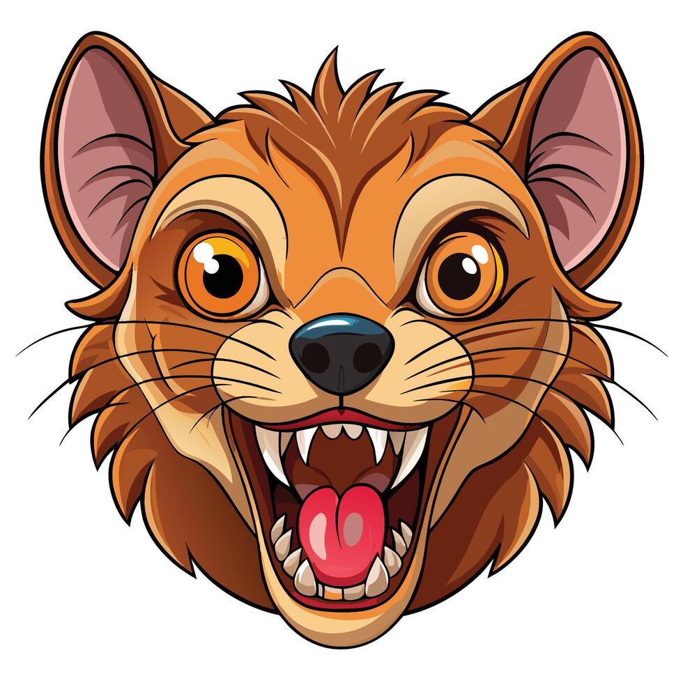 a cartoon fox head with open mouth white background vector