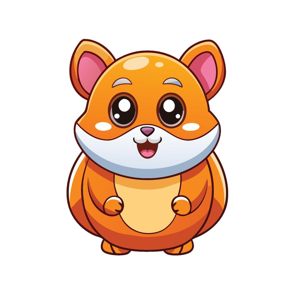 a cartoon hamster with big eyes and a smile white background vector