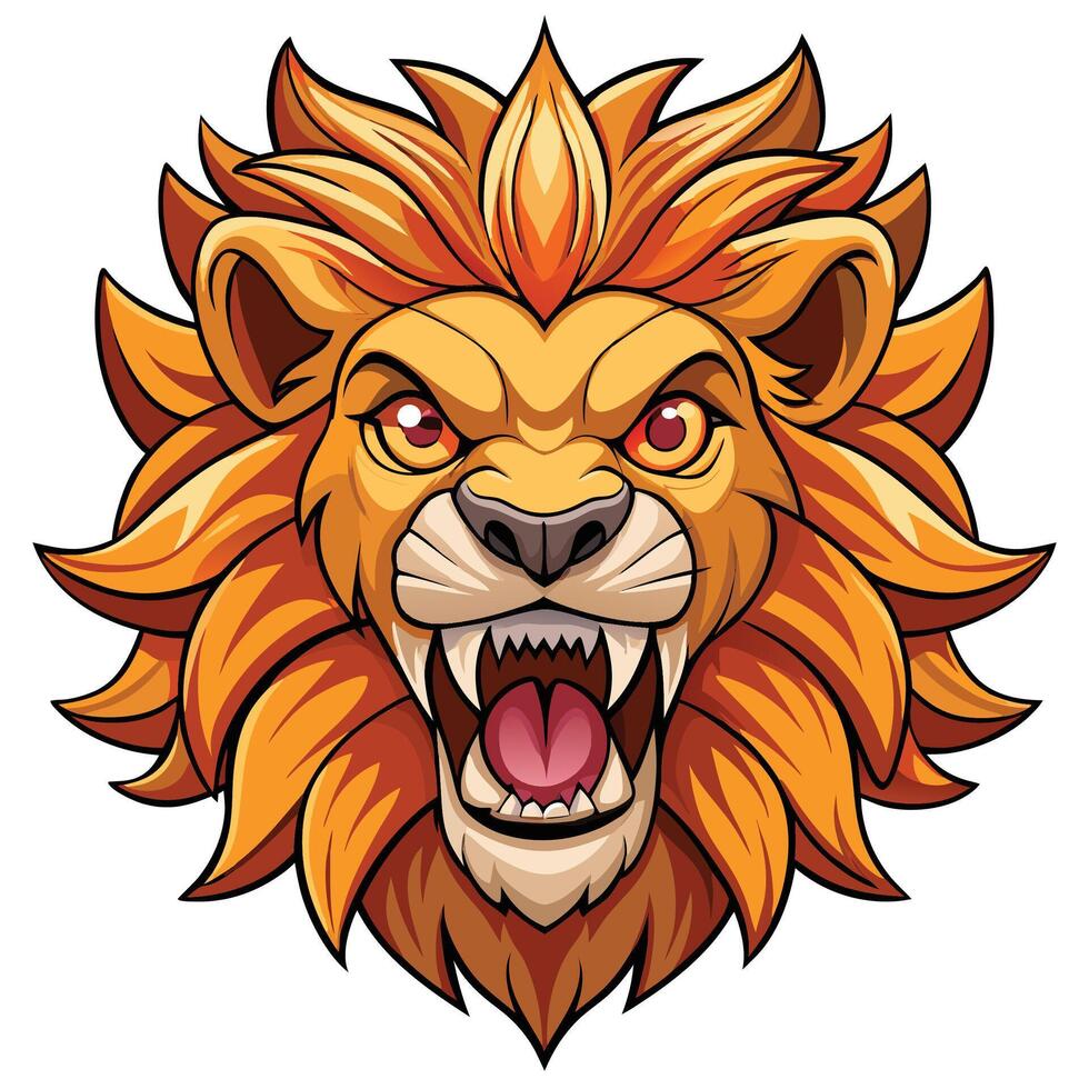 lion head mascot white background illustration vector