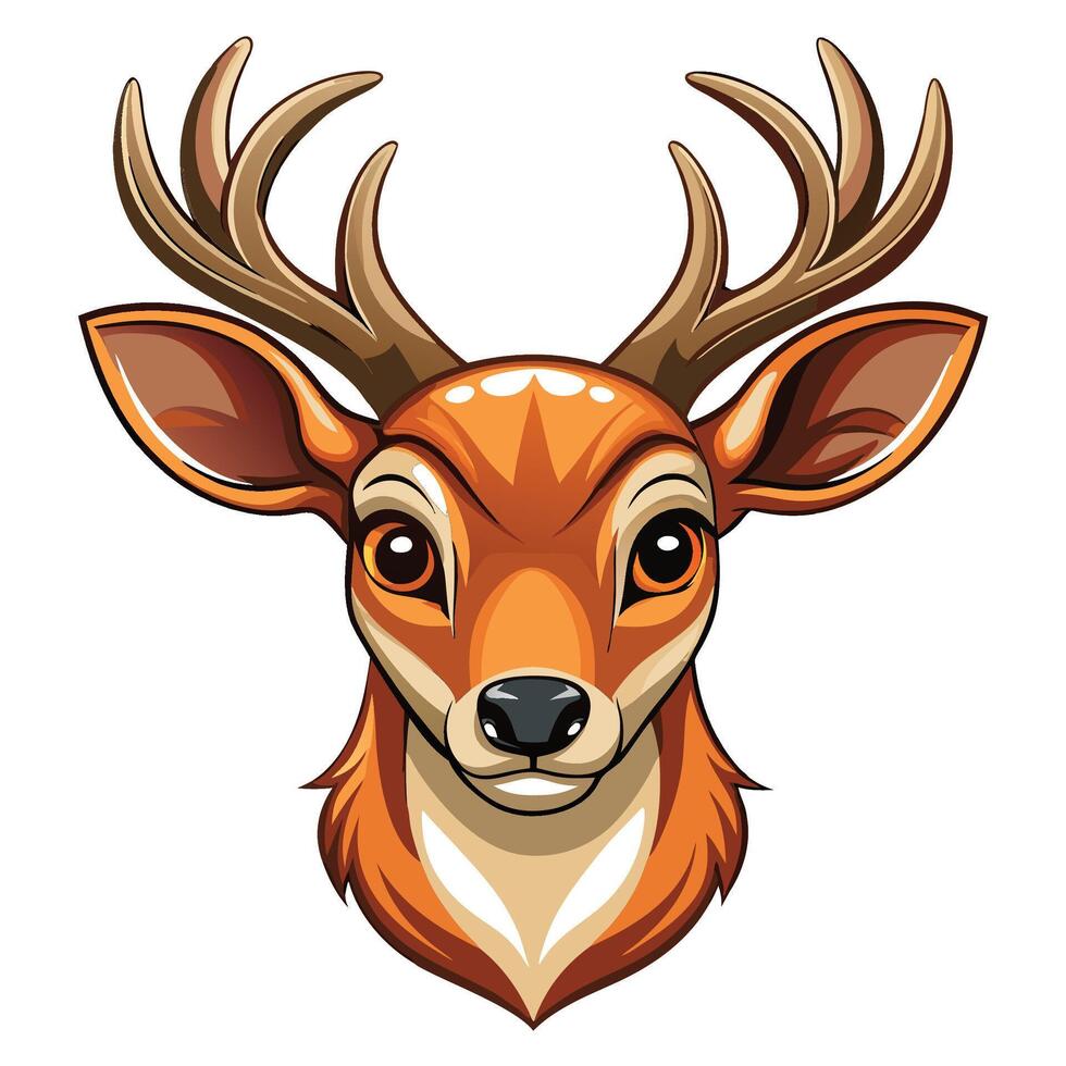 a cartoon deer head with horns on it vector