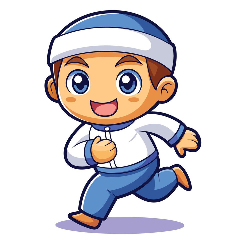cartoon boy running white background ,illustration vector