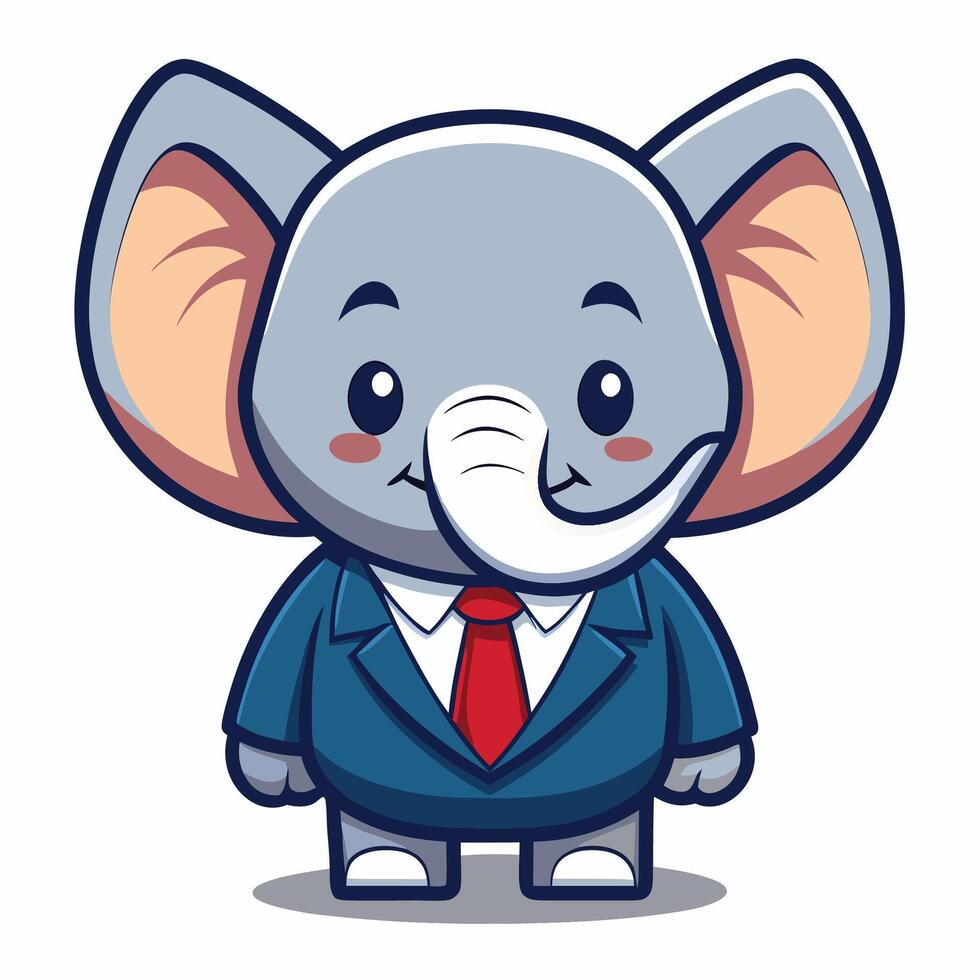 an elephant wearing a suit and tie white background vector