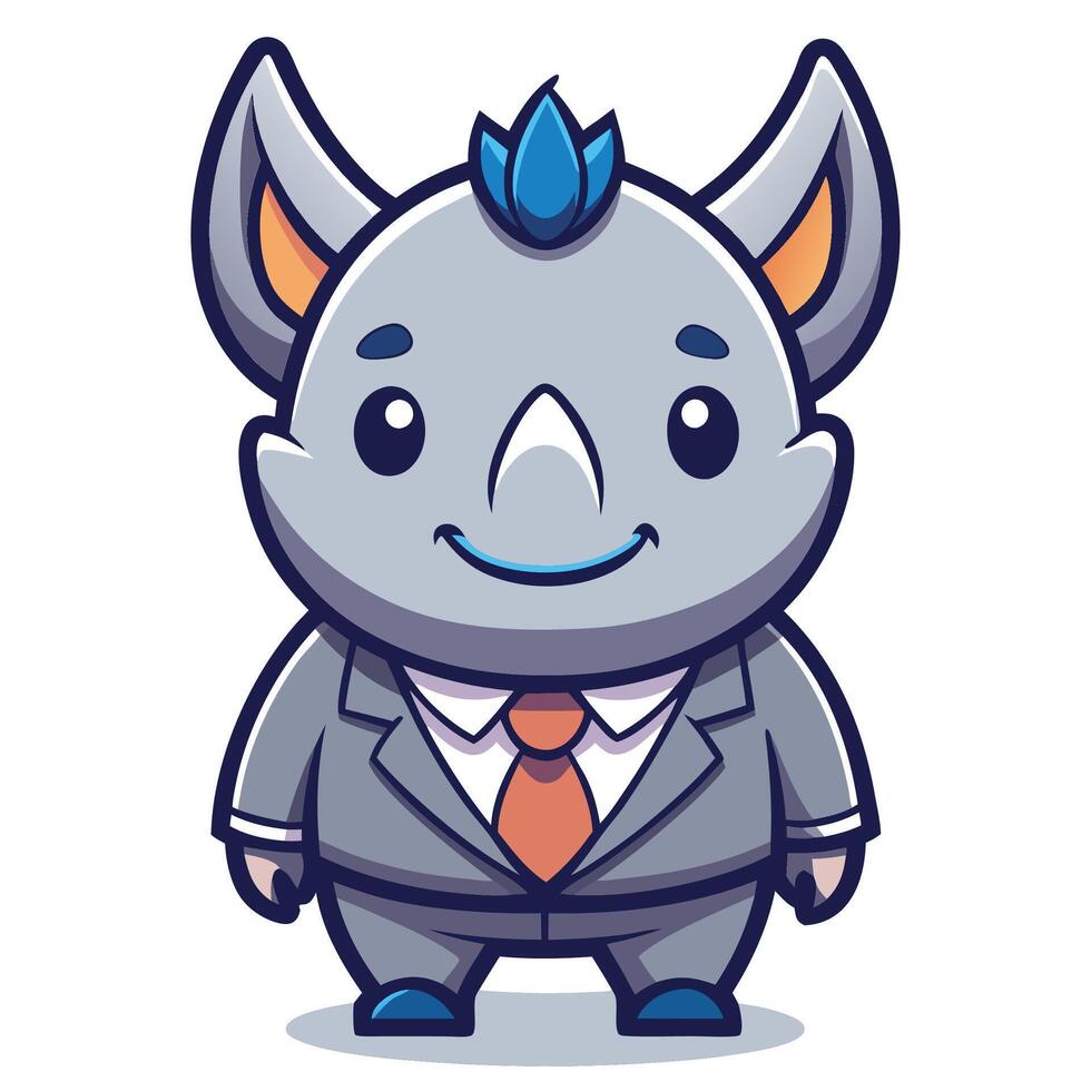 a cartoon rhino in a suit and tie white background vector